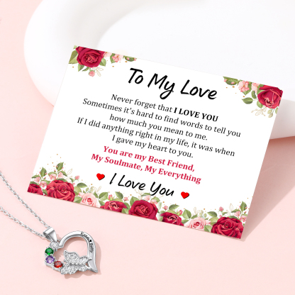 Personalized Birthstone Butterfly Heart Necklace gift for mom