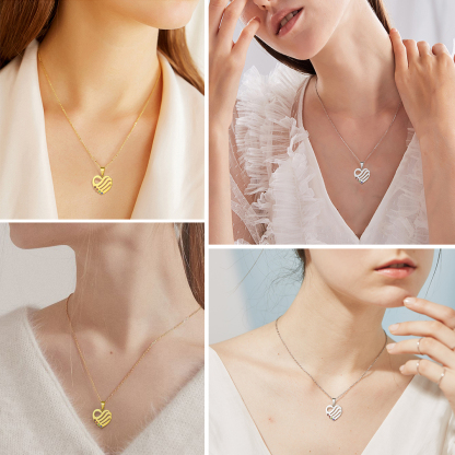 Personalized Birthstone Heart Engraved Name Necklace