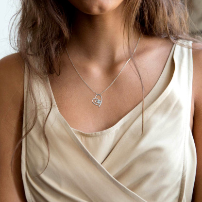 Personalized Birthstone  Heart Necklace for Women