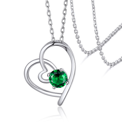 Personalized Birthstone  Heart Necklace Gift for Women