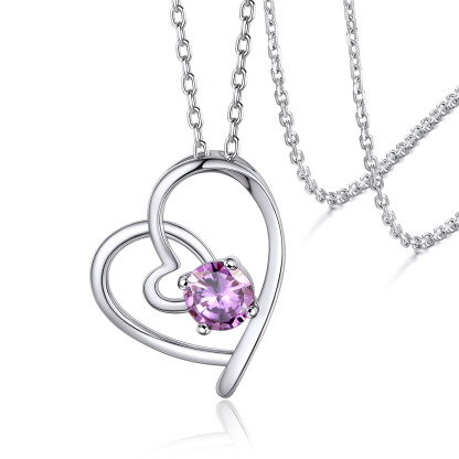 Personalized Birthstone  Heart Necklace Gift for Women