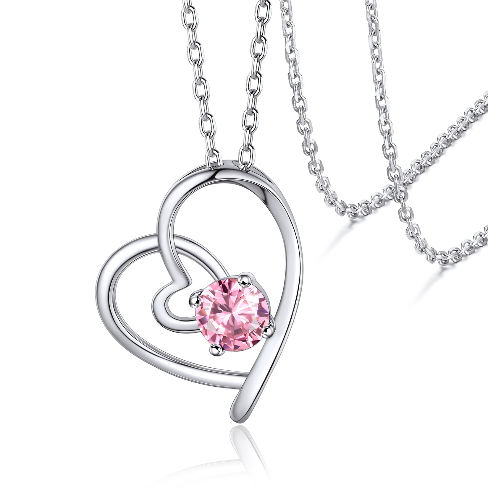 Personalized Birthstone  Heart Necklace Gift for Women