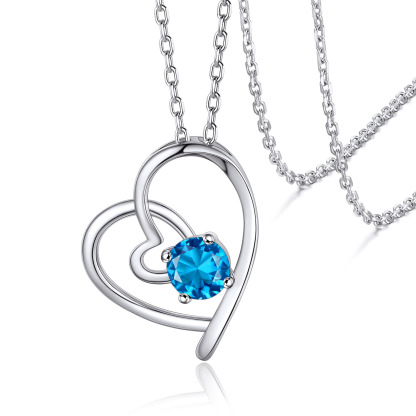 Personalized Birthstone  Heart Necklace Gift for Women