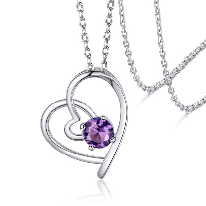 Personalized Birthstone  Heart Necklace Gift for Women