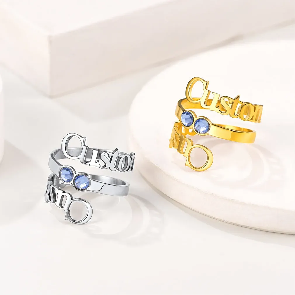 Personalized Birthstone Name Ring for grandma 
