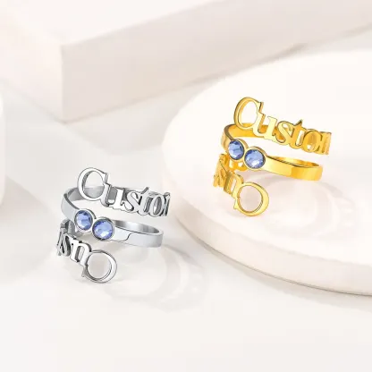 Personalized Birthstone Name Ring for grandma 