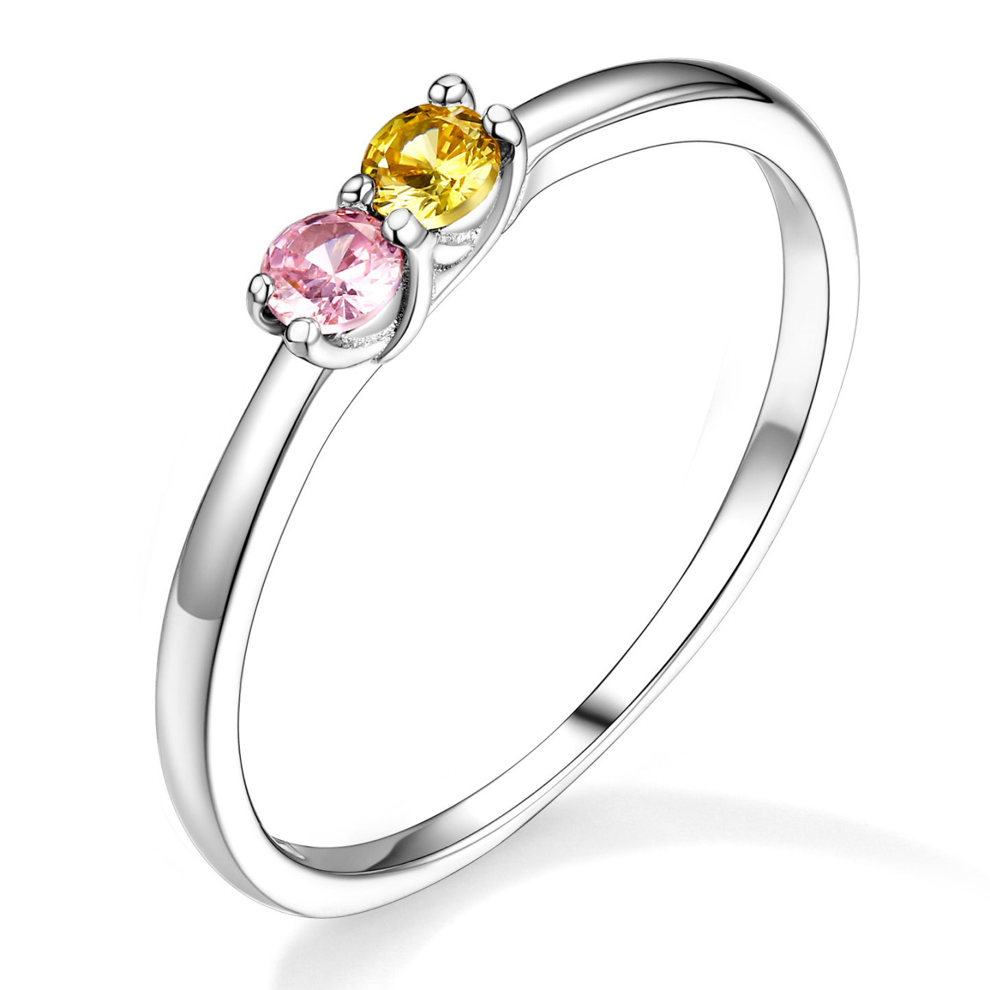 Personalized Birthstone Ring with Custom Name Sterling Silver