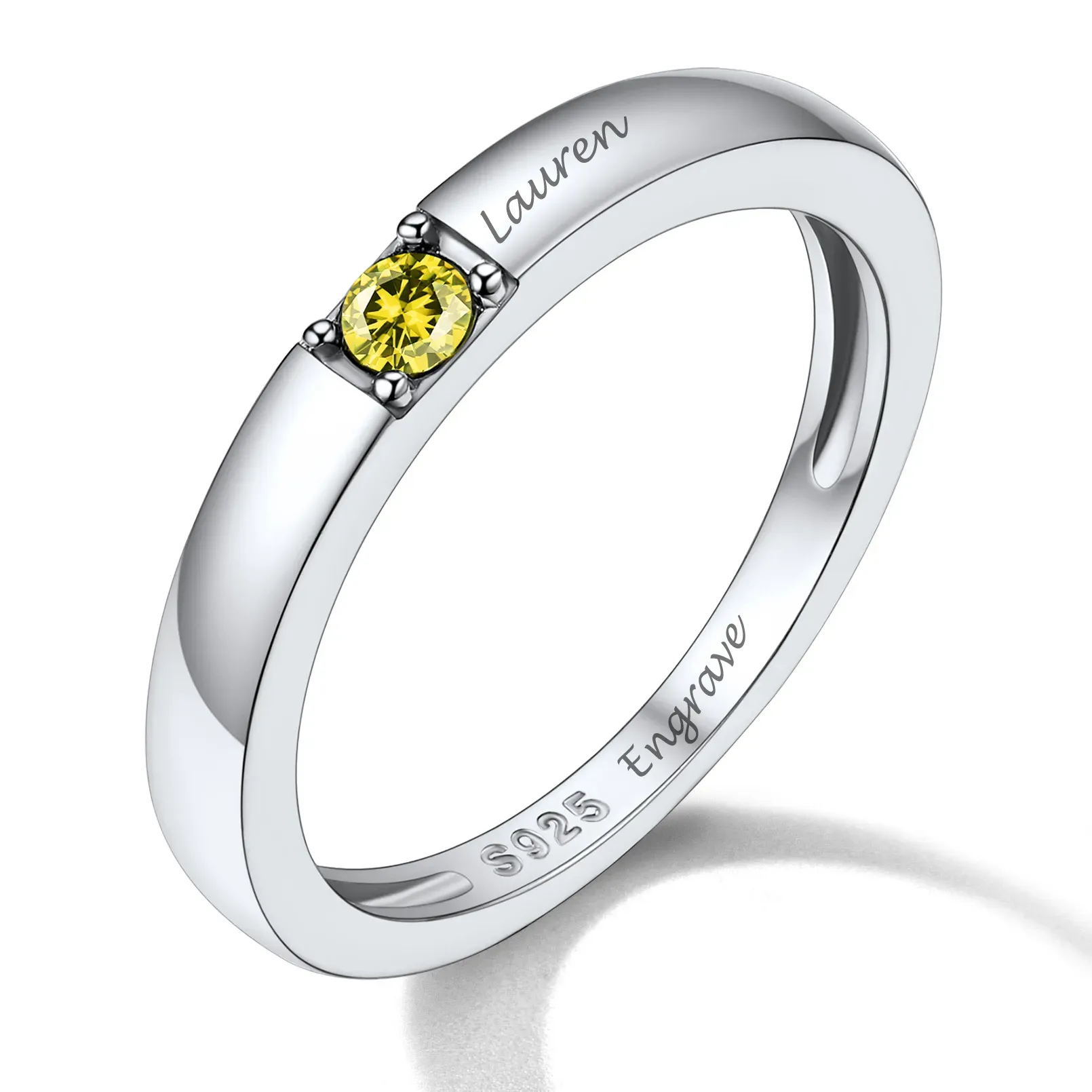 Personalized Engraved Name Ring with Birthstones for Mom