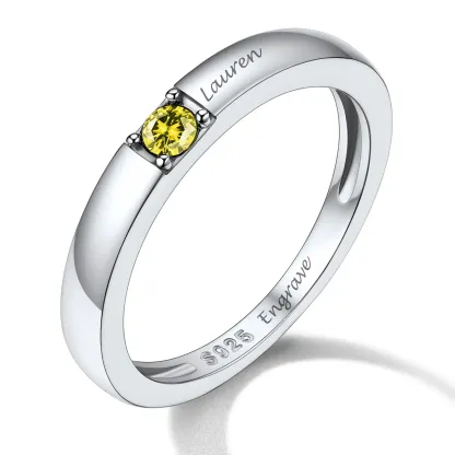 Personalized Engraved Name Ring with Birthstones for Mom