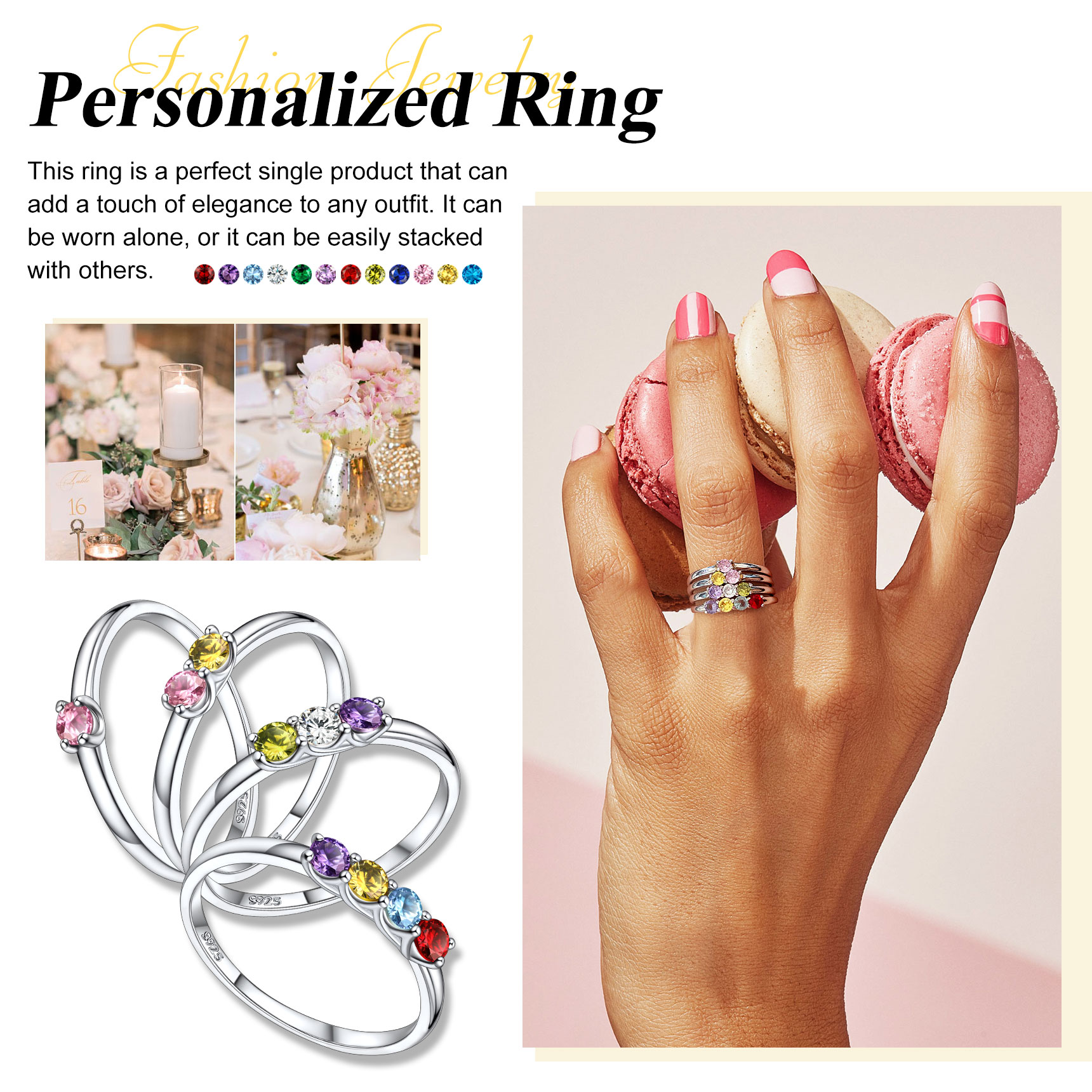 Personalized Birthstone Ring gift for mother