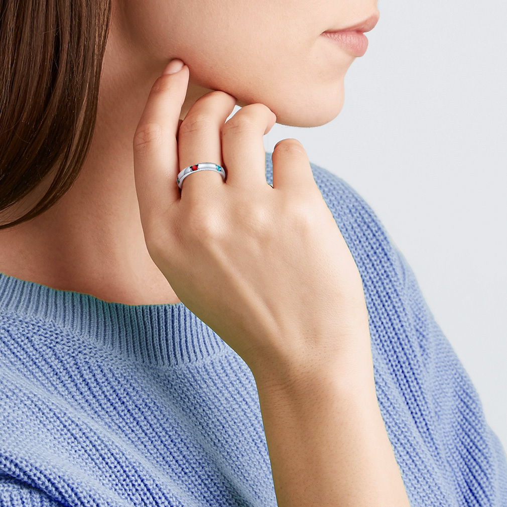 Personalized Birthstone Ring name engraved