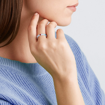 Personalized Birthstone Ring name engraved