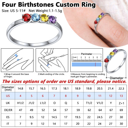 Personalized Birthstone Ring size