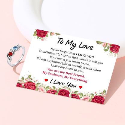 Personalized Birthstone Ring with Engraved Names gift for mother's day