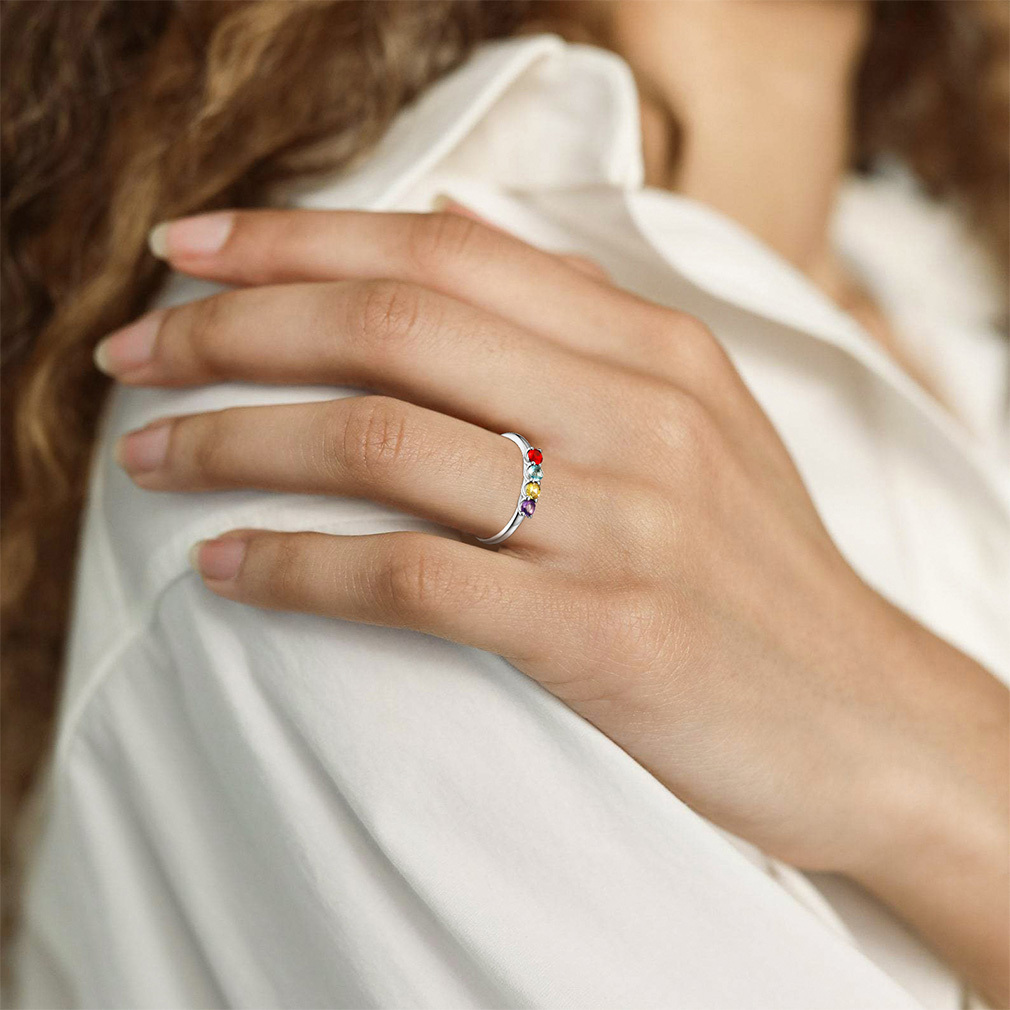 Personalized Birthstone engraved name Ring