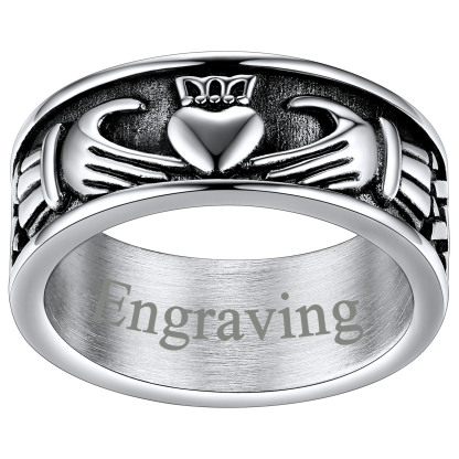 Personalized Claddagh Promise Rings for  him silver