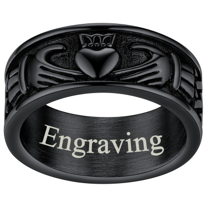 Personalized Claddagh Promise Rings for him black