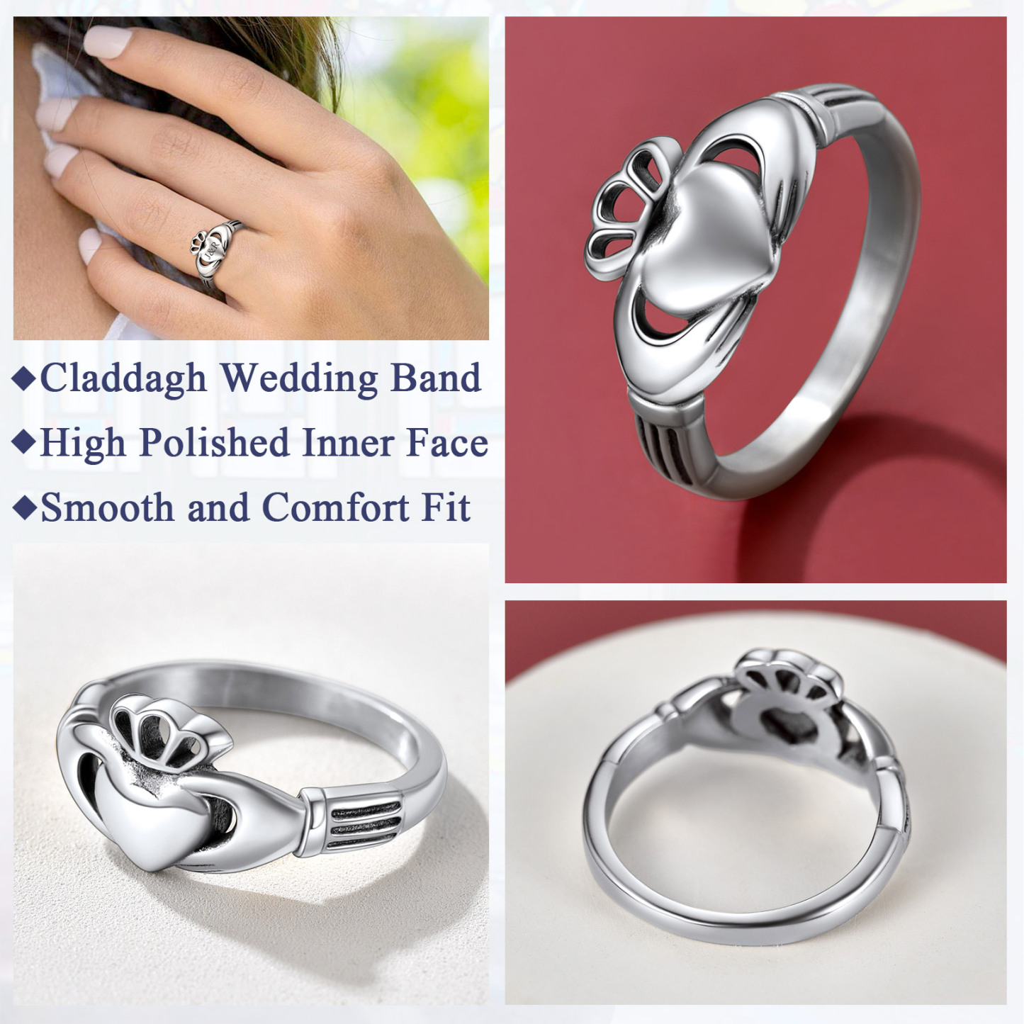 Personalized Claddagh Promise Rings for Couple thoughtful gift