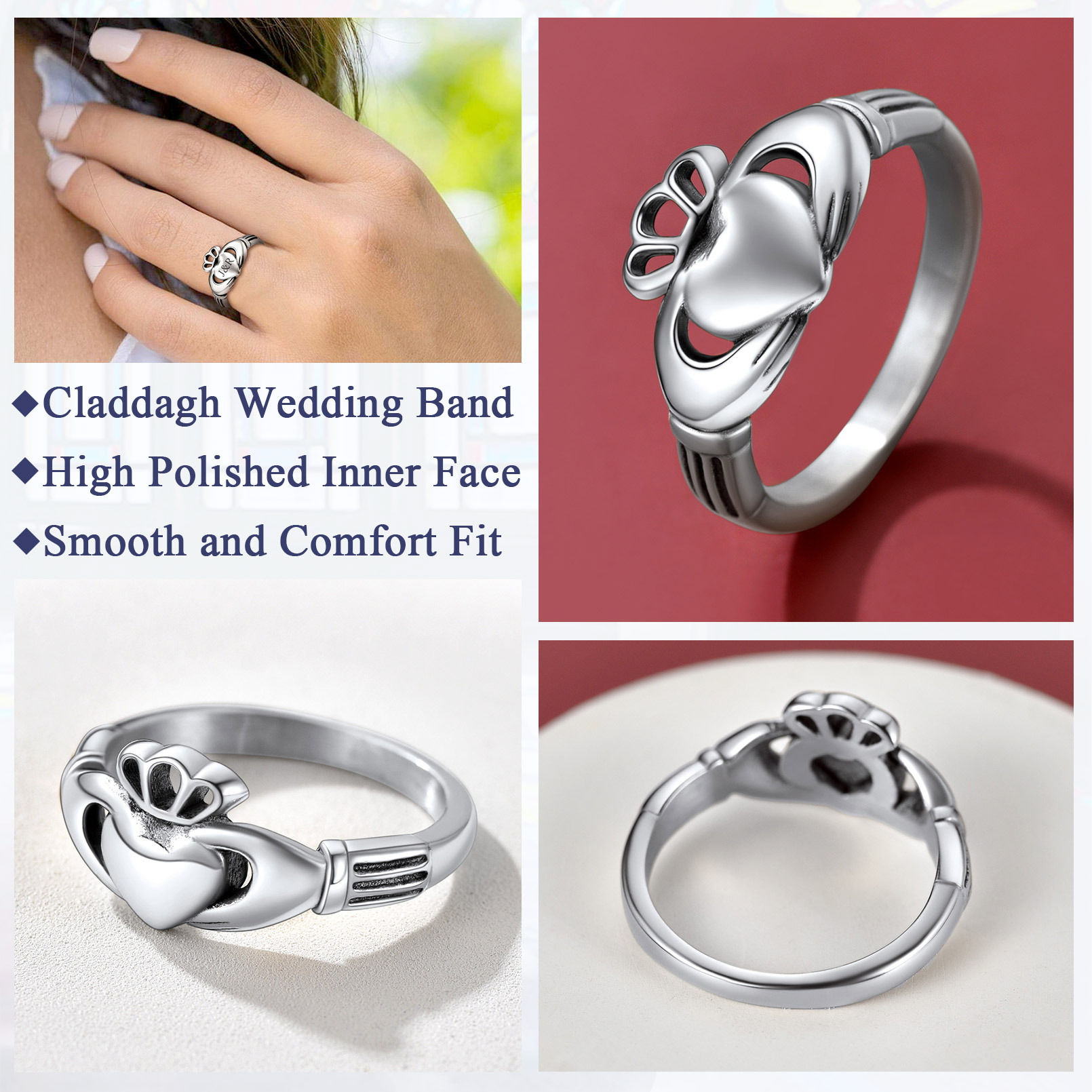 Personalized Claddagh Promise Rings for Couple thoughtful gift