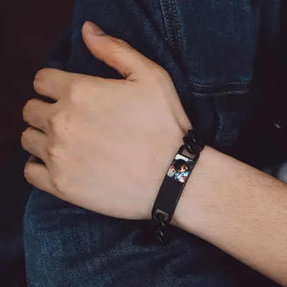 Personalized Cuban Link Chain Bracelet with Picture Gift for Men stainless