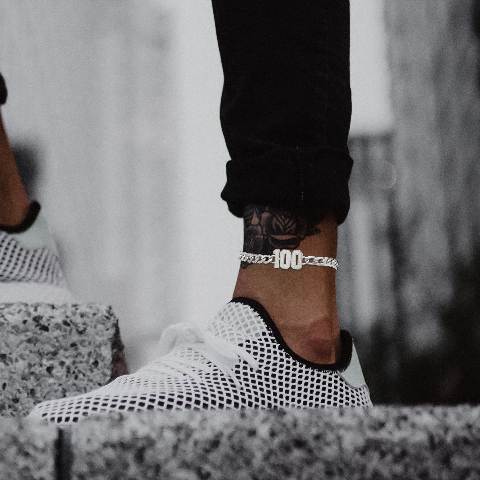 Personalized Cuban Link Number Anklet for Men