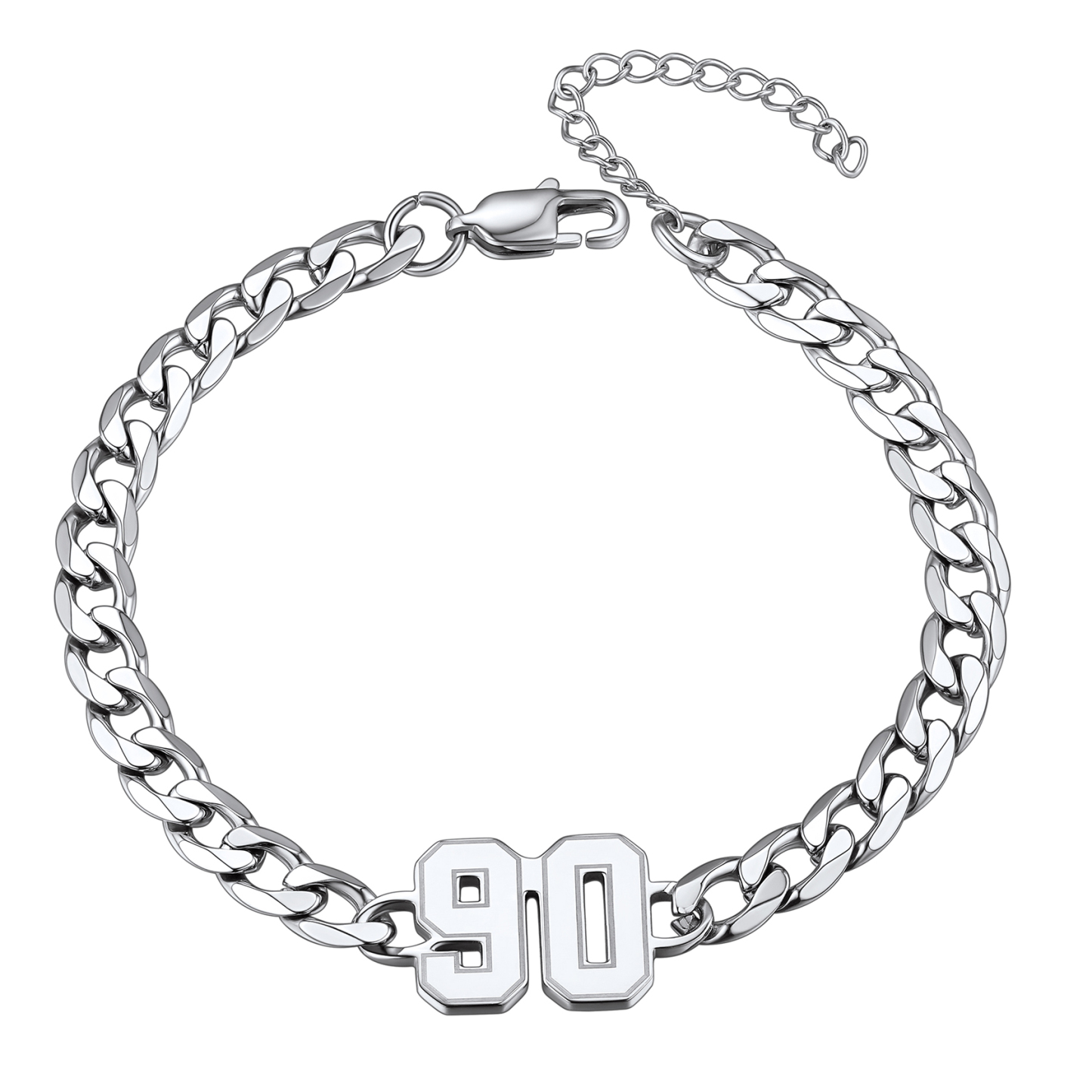 Personalized Silver Cuban Link Number Anklet
