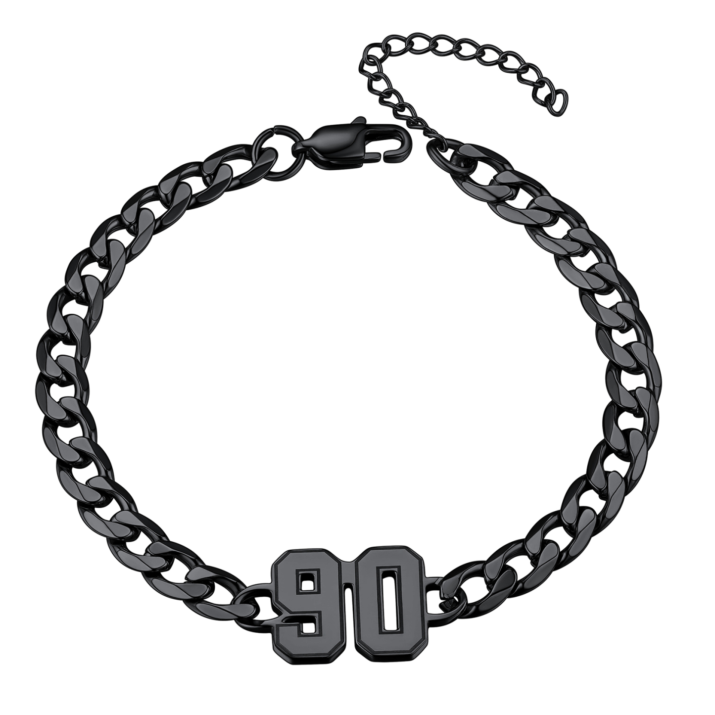Personalized Black Cuban Link Number Anklet