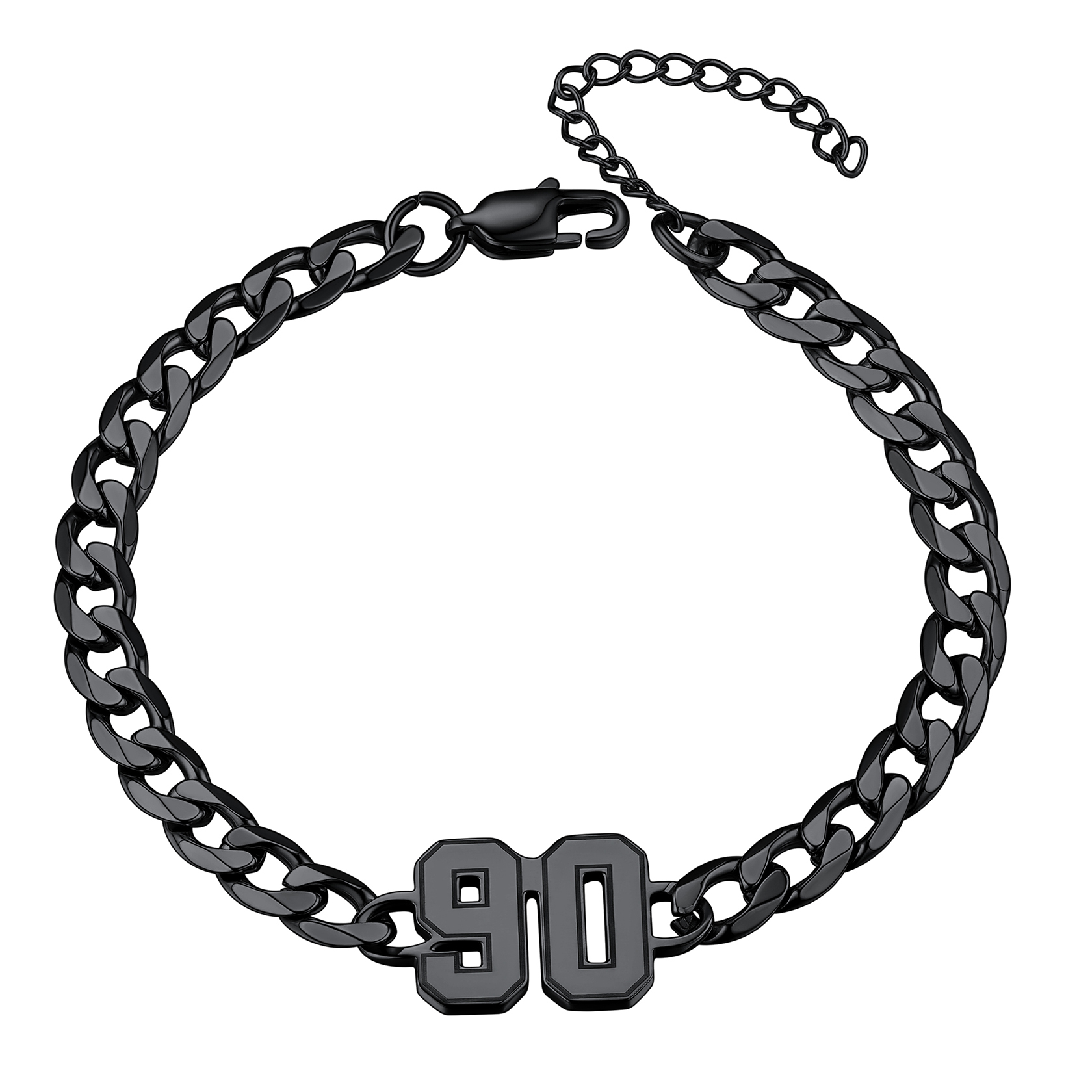 Personalized Black Cuban Link Number Anklet