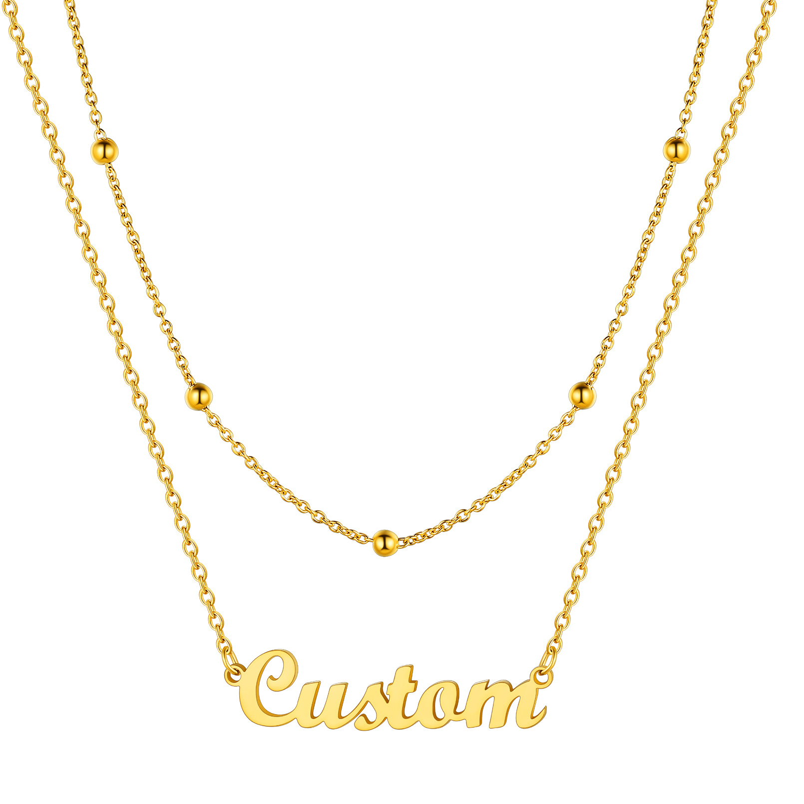 Personalized Custom Layered Name Necklaces gold