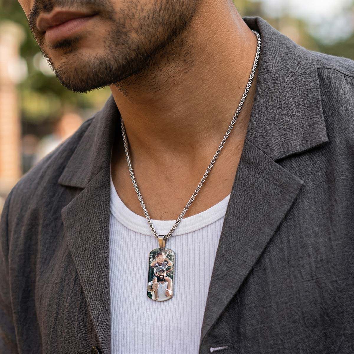 Personalized Double-Sided Dog Tag Necklace with Photos