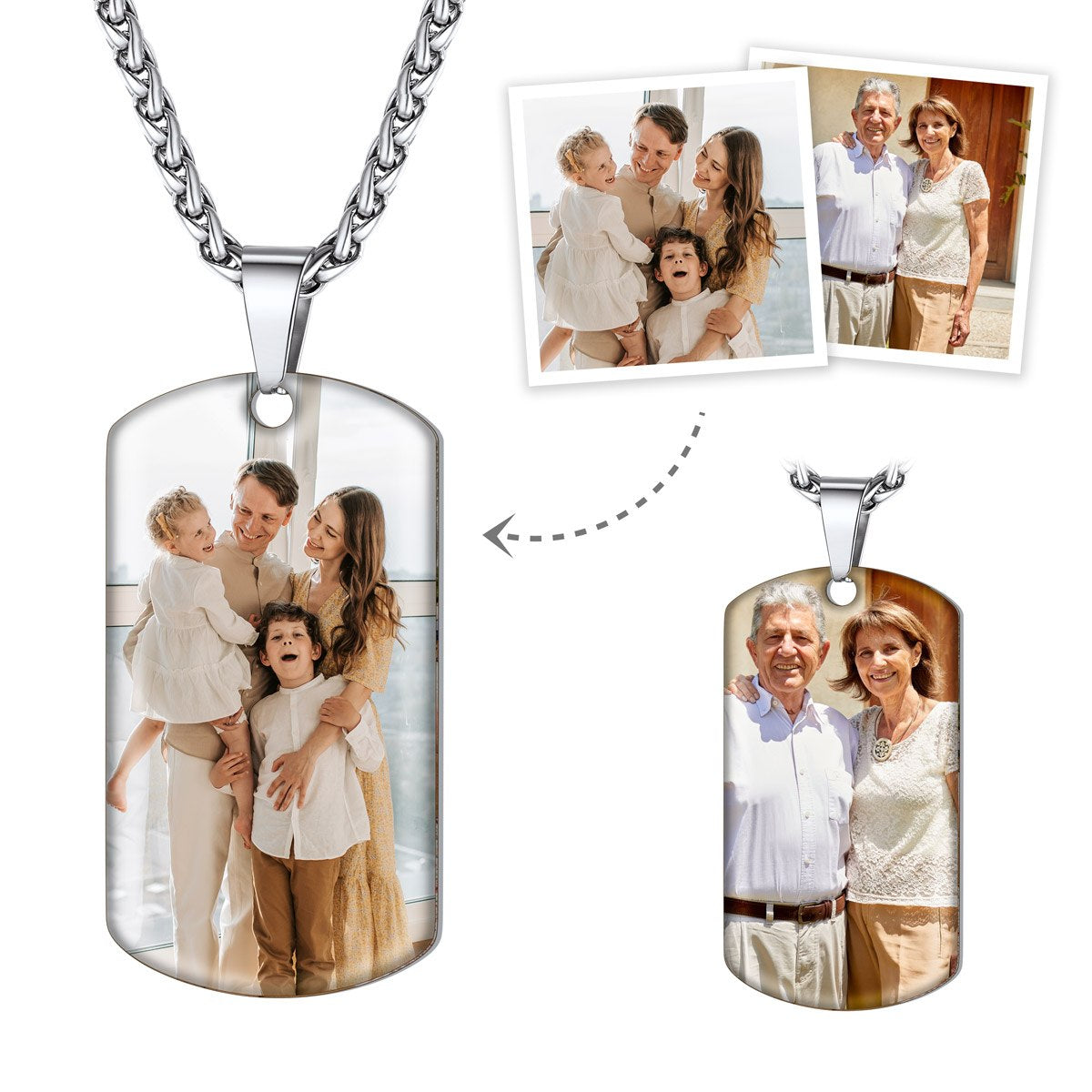 Personalized Double-Sided Dog Tag Necklace with Photos