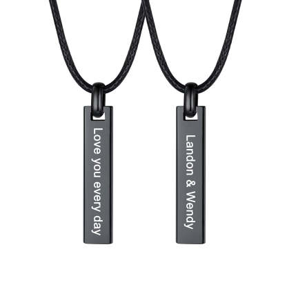 Personalized Engraved Bar Braided Leather Necklace