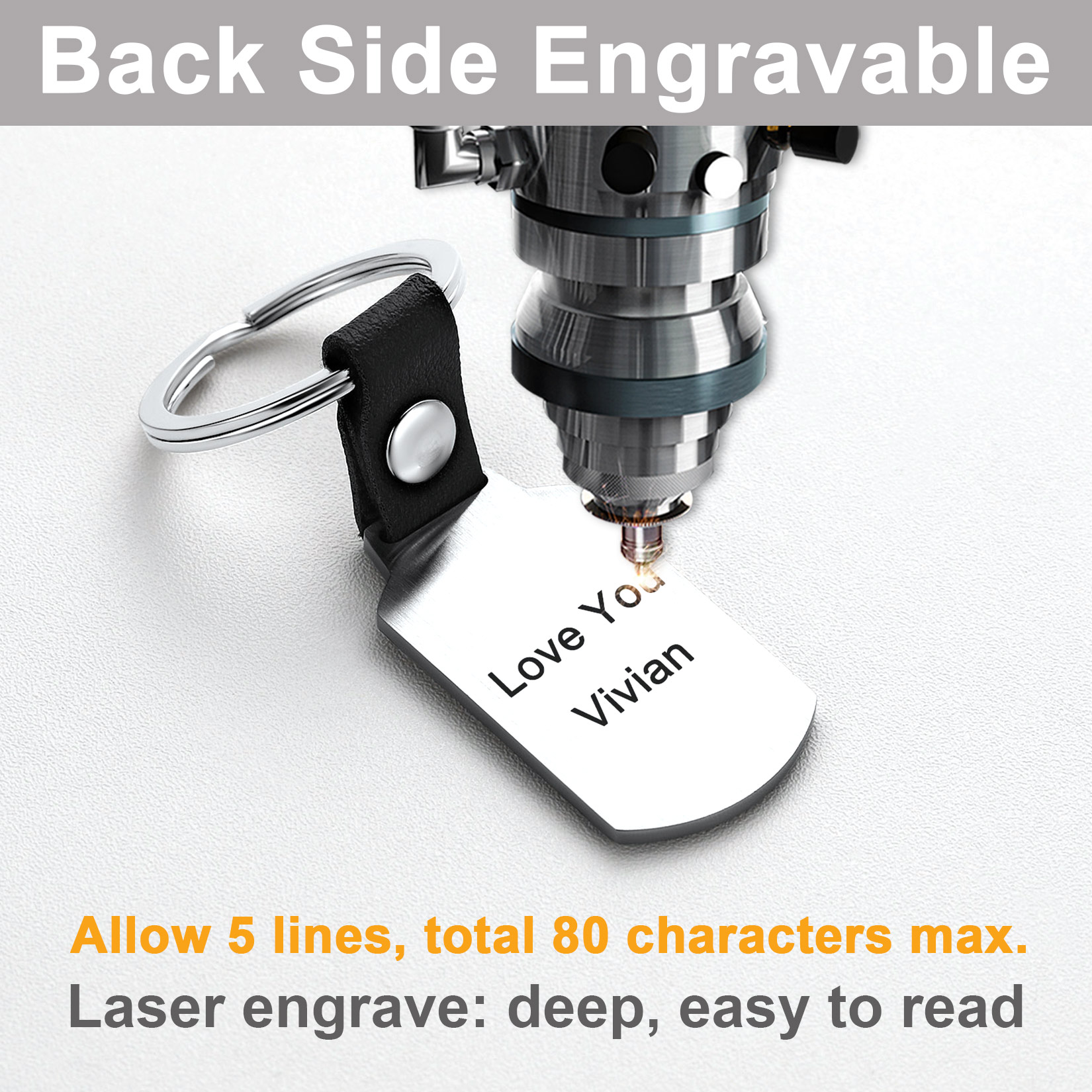 Personalized Engraved Dog Tag Picture Keychain font