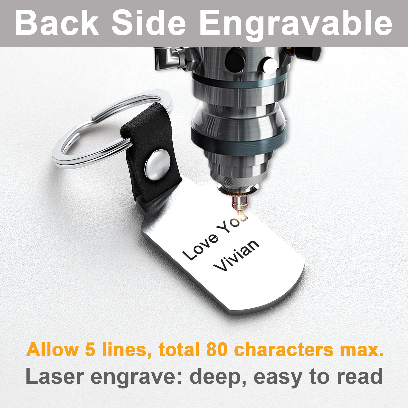 Personalized Engraved Dog Tag Picture Keychain font