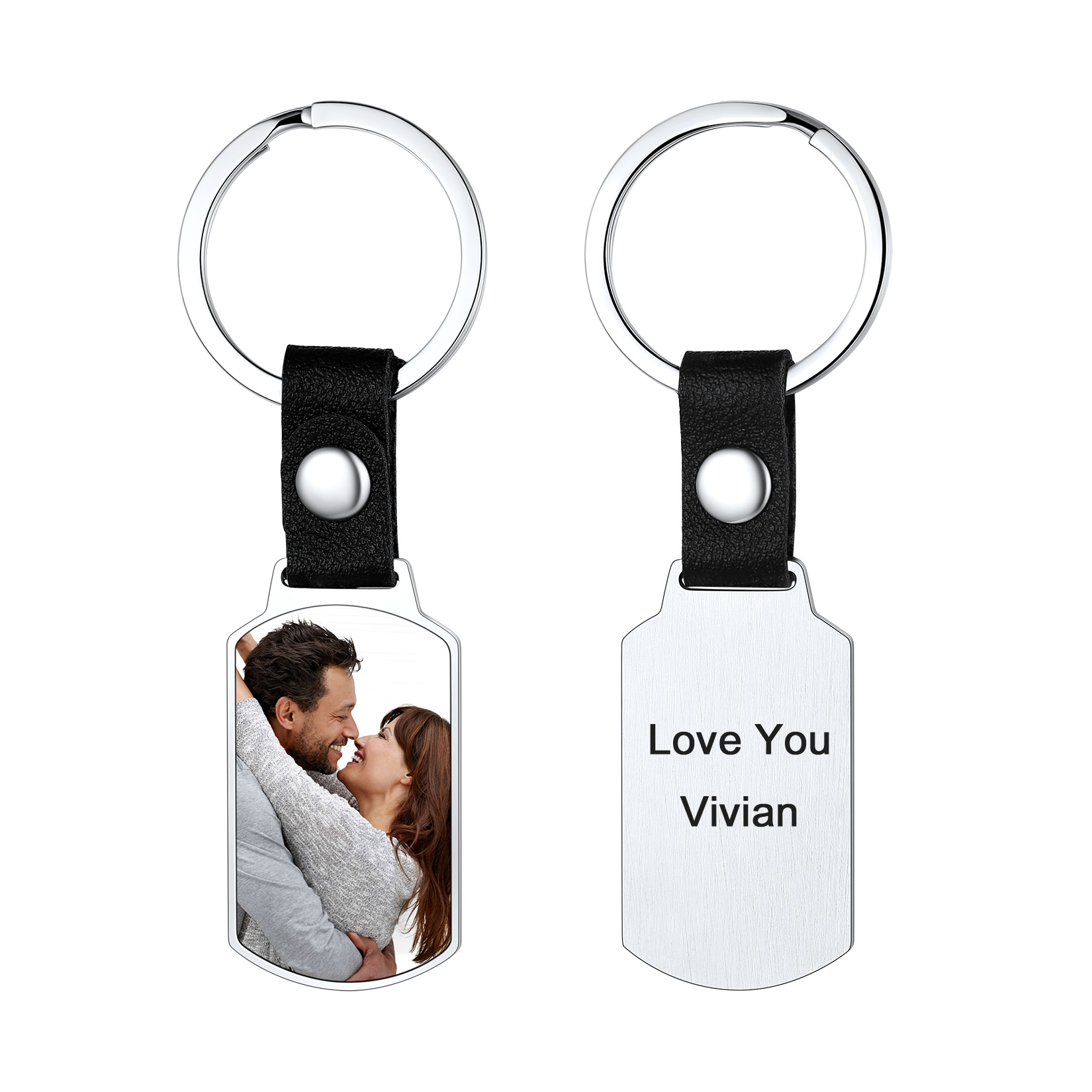 Personalized Engraved Dog Tag Picture Keychain