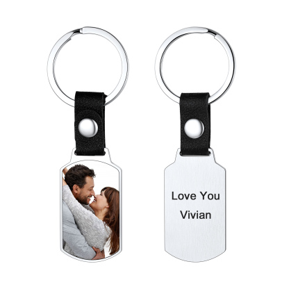 Personalized Engraved Dog Tag Picture Keychain