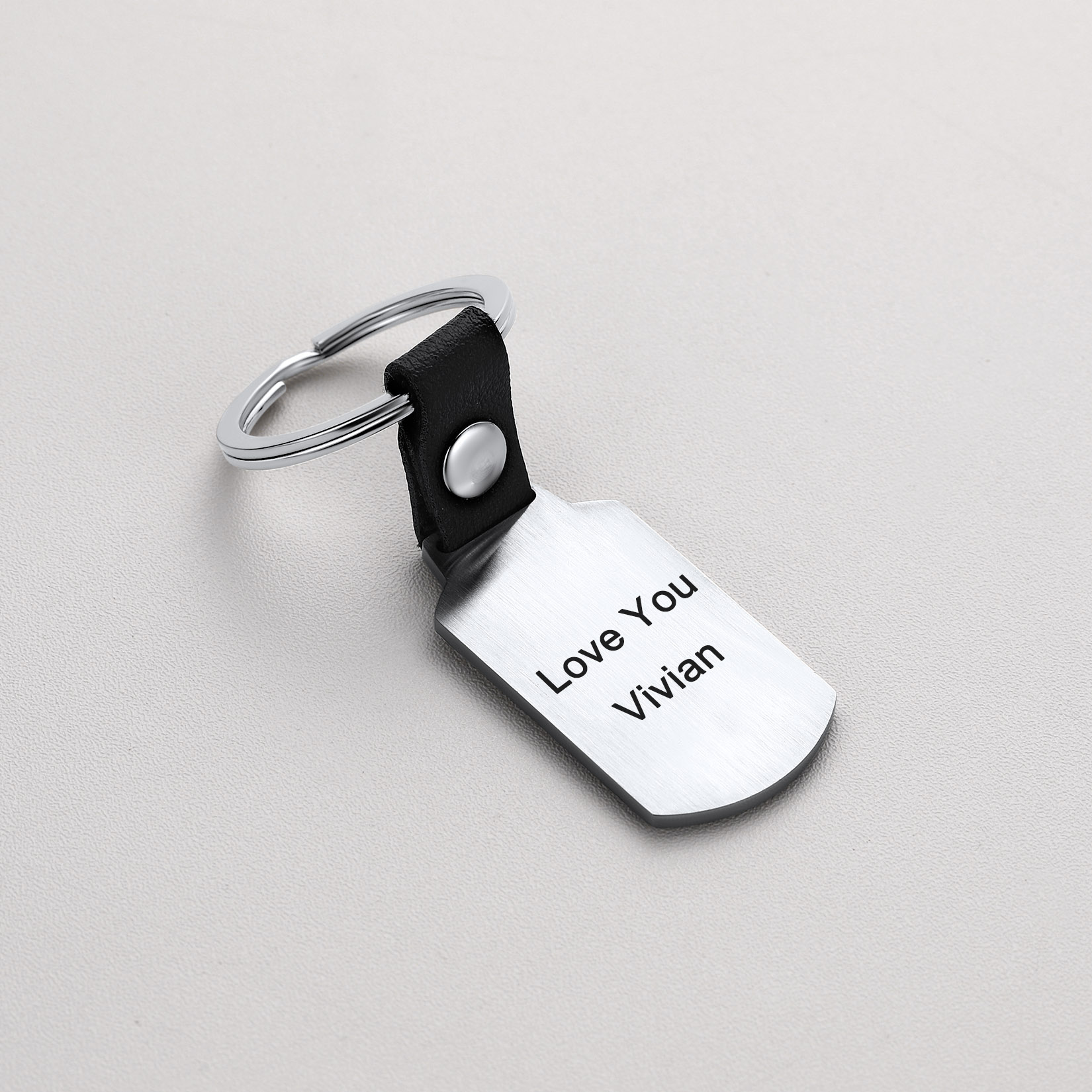 Personalized Engraved Dog Tag Picture Keychain