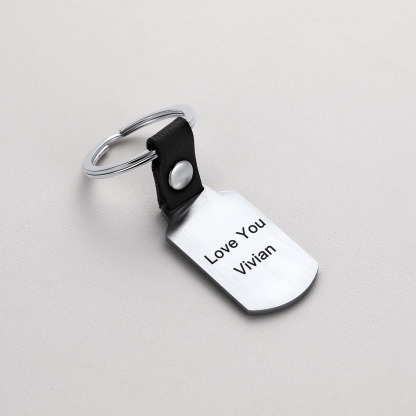 Personalized Engraved Dog Tag Picture Keychain