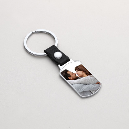 Personalized Engraved Dog Tag photo Keychain