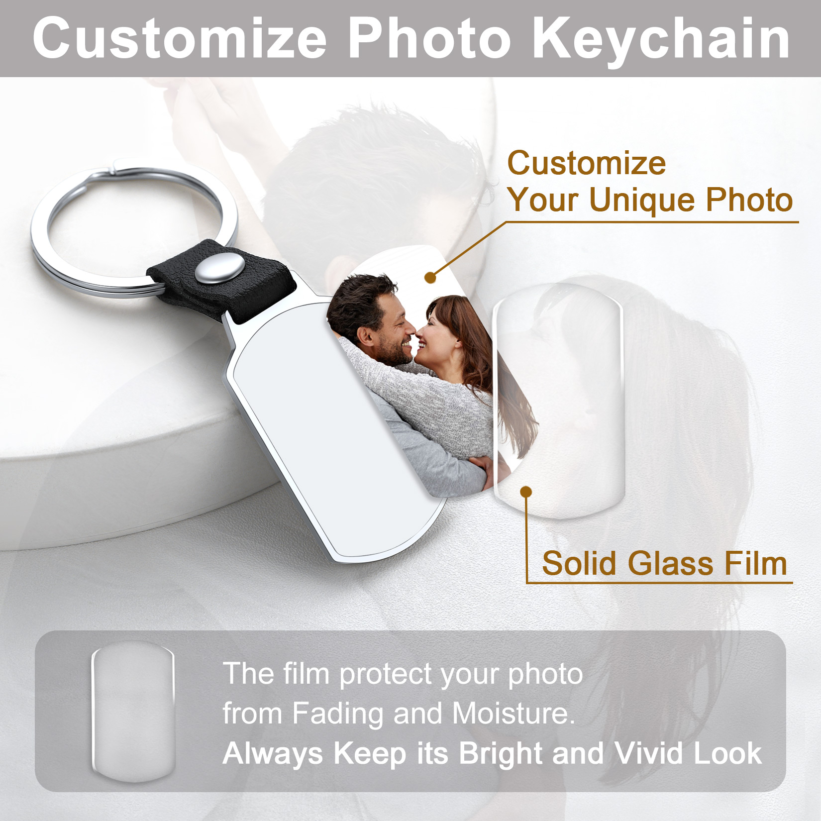 Customize Engraved Dog Tag Picture Keychain