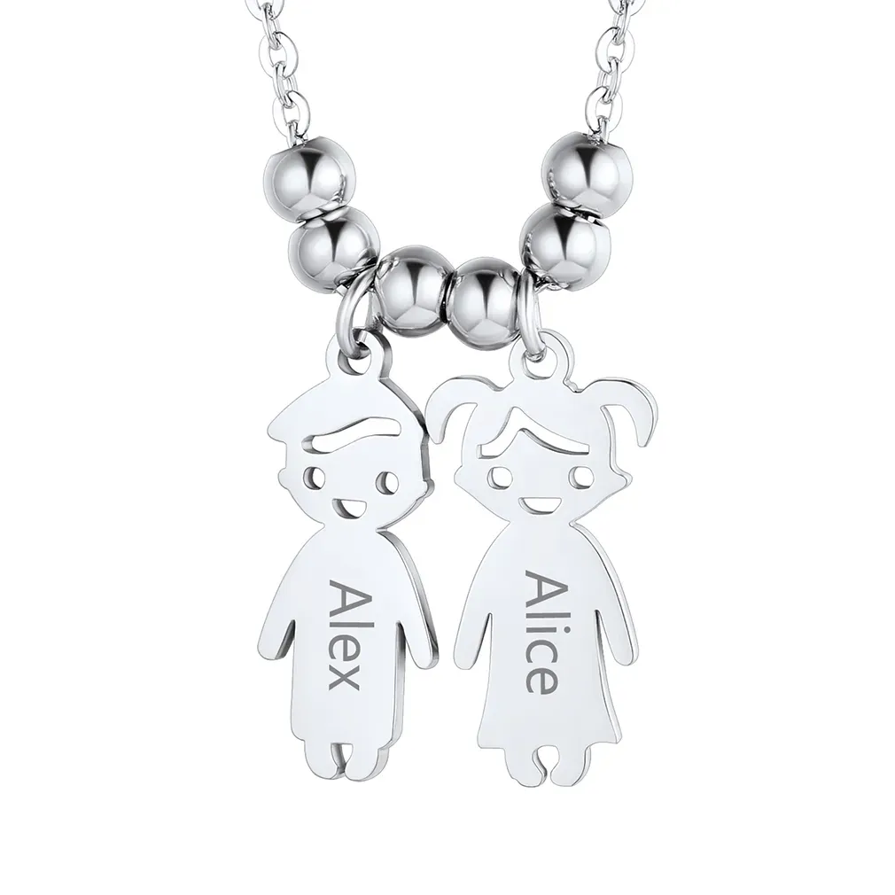 Personalized Engraved Mothers Children Necklace for Mom