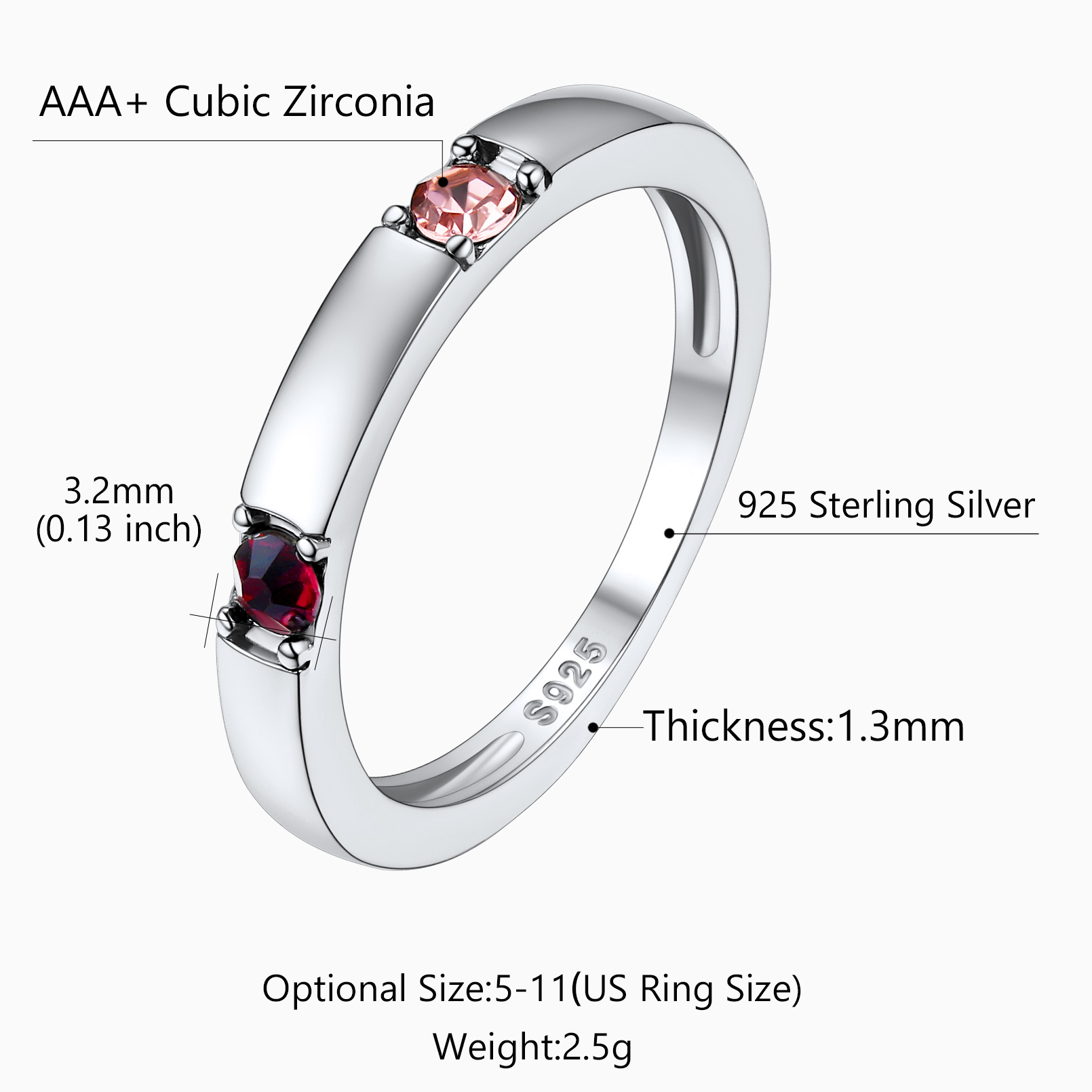 Personalized Engraved Name Ring with Birthstones