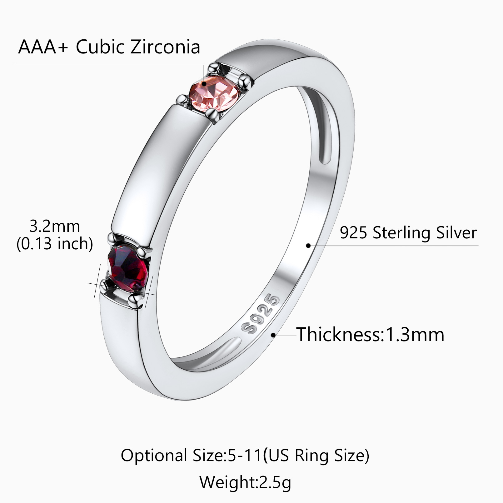 Personalized Engraved Name Ring with Birthstones