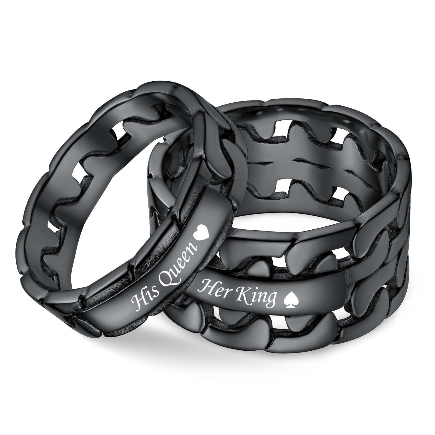 Personalized Cuban Link Chain Band Stacking Ring For Couple