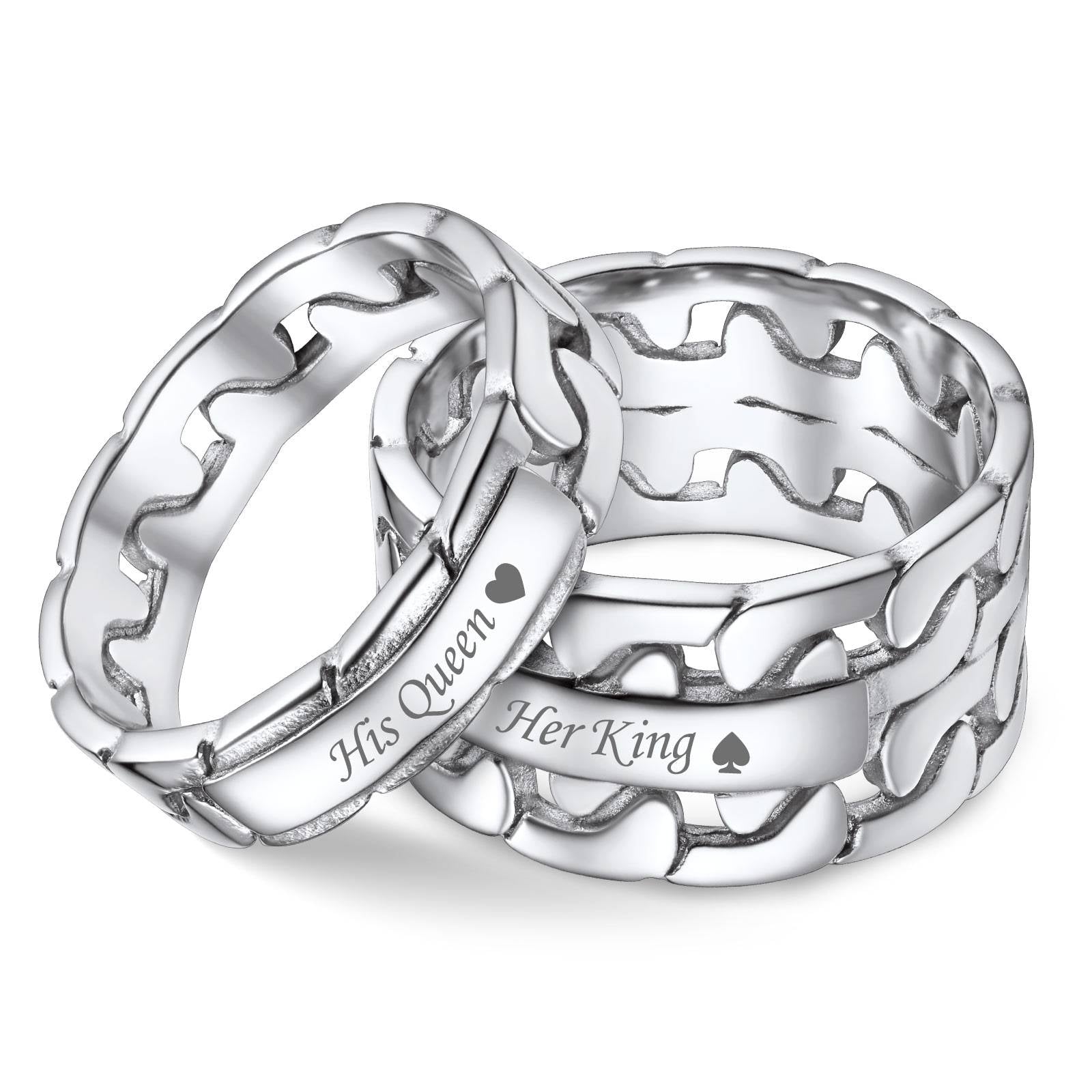 Personalized Cuban Link Chain Band Stacking Ring For Couple