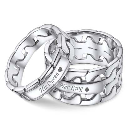 Personalized Cuban Link Chain Band Stacking Ring For Couple
