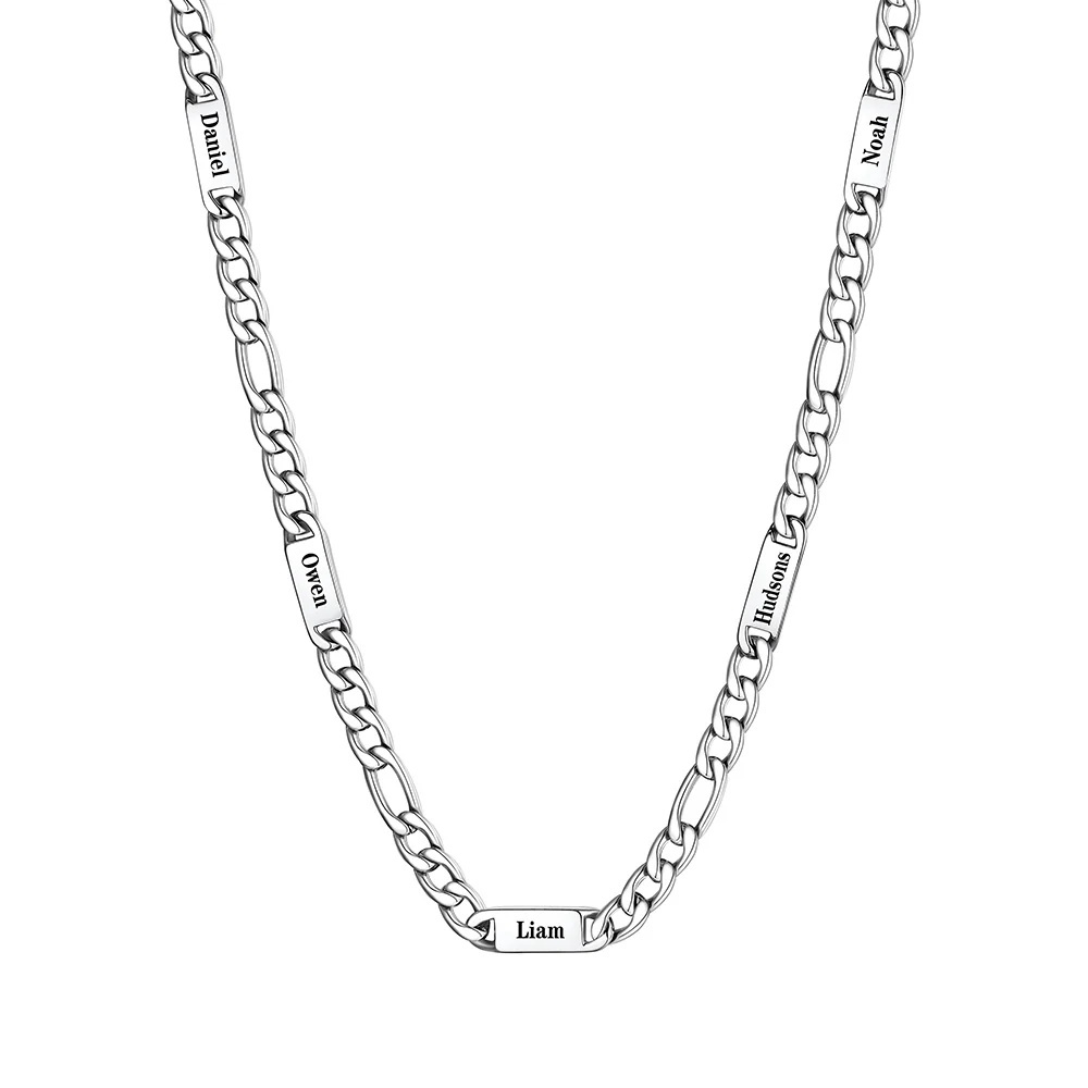 7mm 5 Names Multi Name Figaro Chain 5/7MM