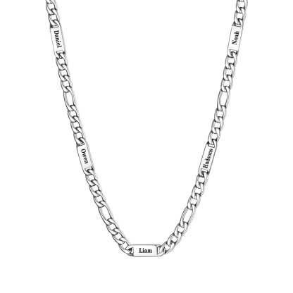 7mm 5 Names Multi Name Figaro Chain 5/7MM