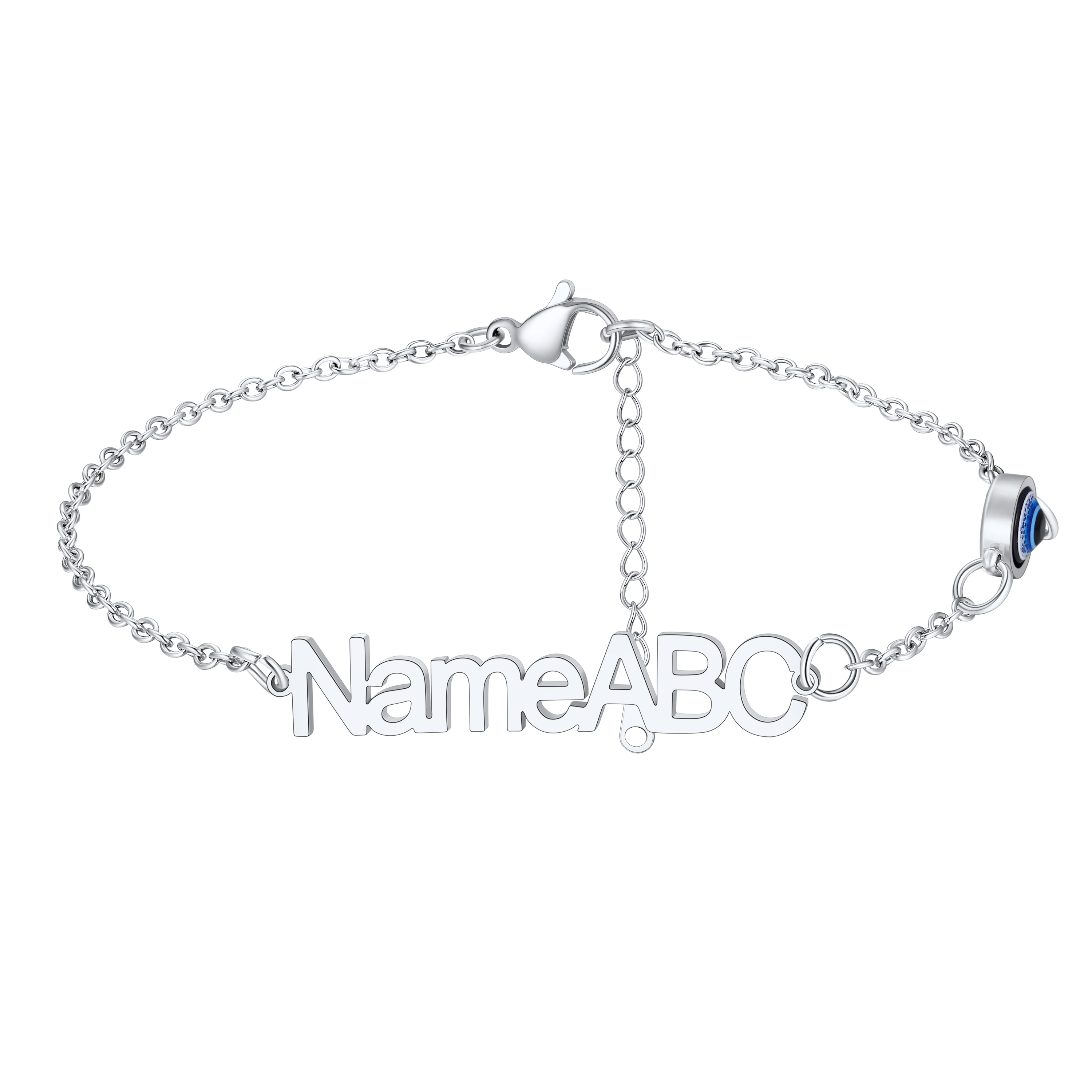 Personalized Evil Eye Name Anklet Stainless Steel Gift
