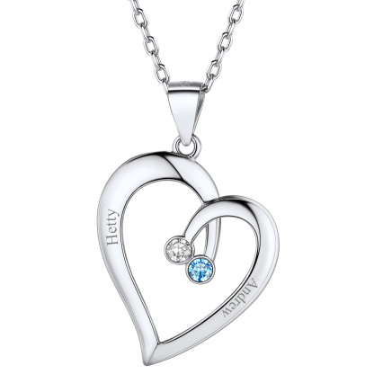 Personalized Family Heart Birthstone Necklace for Women